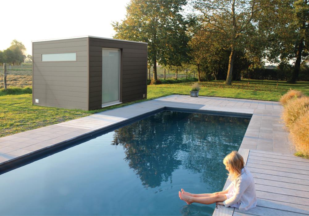 Abri de jardin moderne bow wpc en bois composite