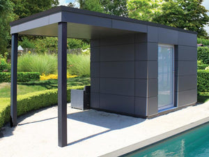 Auvent pour abri de jardin modern en stratifié PANAMA Tack