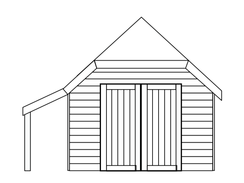 Bûcher avec pente de toit 25° pour abri de jardin cottage CROFT